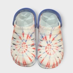 NWT Rugged Shark Tie Dye EVA Clogs – Red White Blue – Kids Size 11 Patriotic